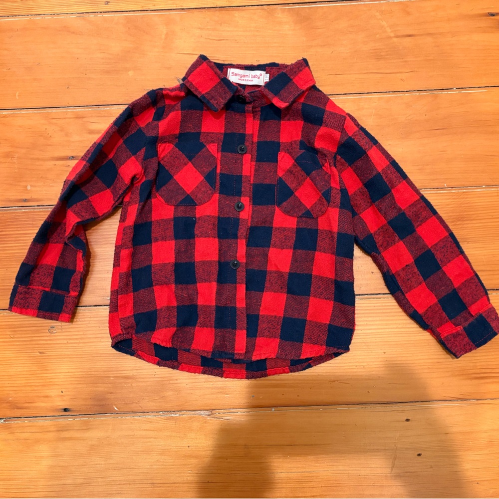 OshKosh B'gosh Red and Black Plaid Flannel Button Down Shirt